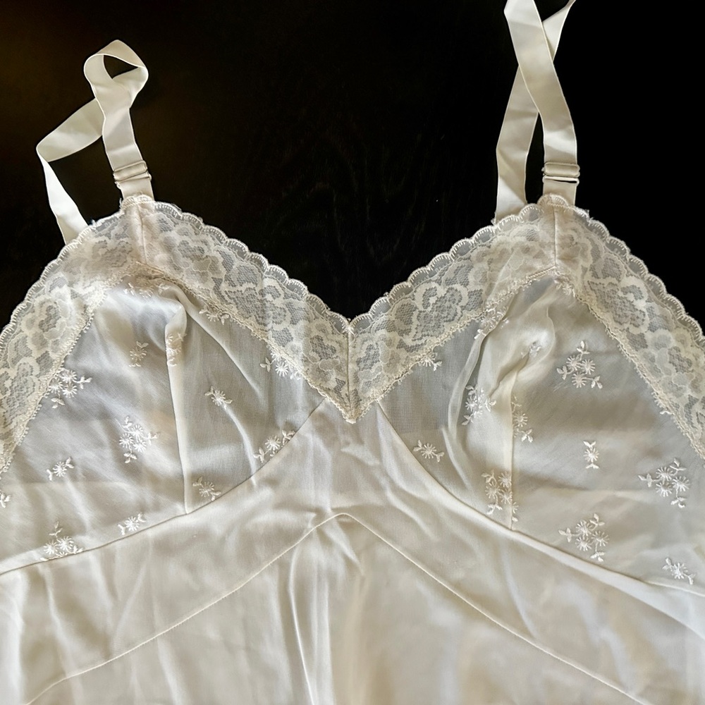 Classic white lace-trim lingerie slip